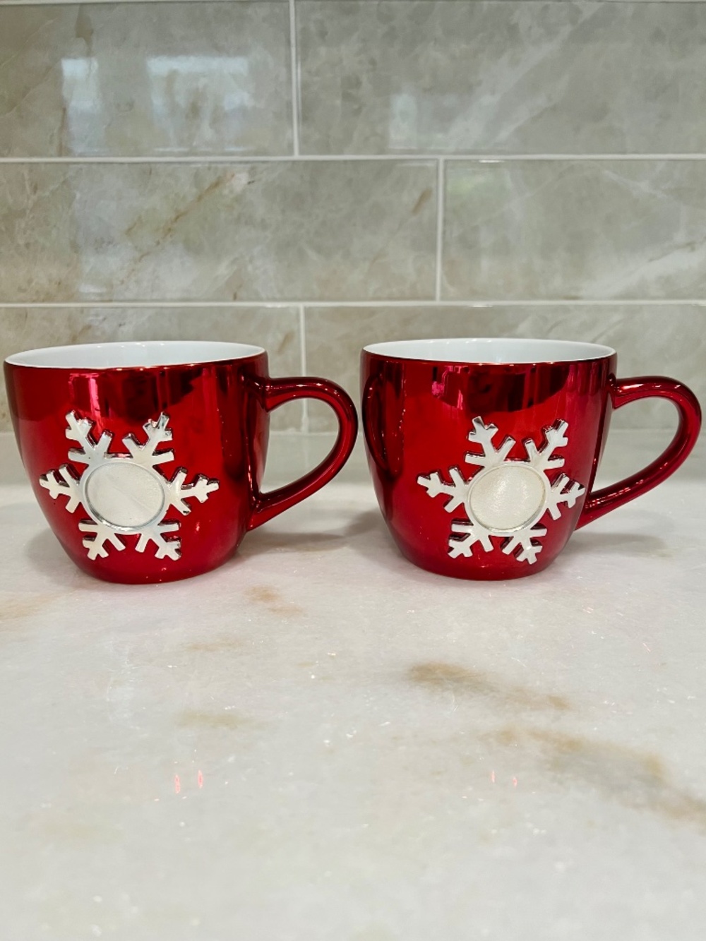 🎄Set of 2 - Red Snowflake Coffee Mugs 16oz 🎄